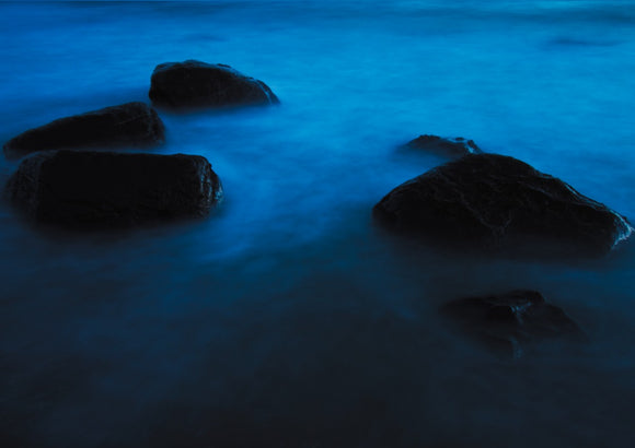 Moonlit Rocks and Swirly Water