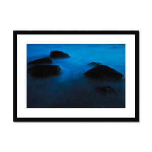 Moonlit Rocks and Swirly Water Framed & Mounted Print