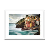 Riomaggiore with Whispy Water in Colour - Cinque Terre Collection Framed & Mounted Print