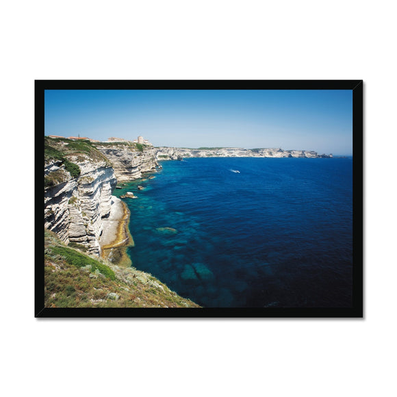 Sandstone and Sea in Bonifacio Framed Print