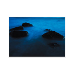 Moonlit Rocks and Swirly Water Fine Art Print