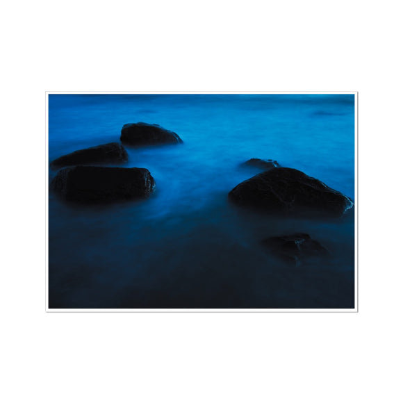 Moonlit Rocks and Swirly Water Fine Art Print