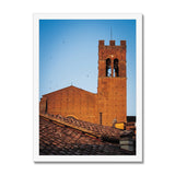 Church Tower Over Terracotta Rooftops - Tuscany Collection  Framed Print