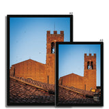 Church Tower Over Terracotta Rooftops - Tuscany Collection  Framed Print