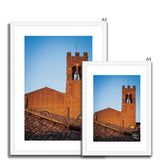 Church Tower Over Terracotta Rooftops - Tuscany Collection  Framed & Mounted Print