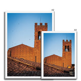 Church Tower Over Terracotta Rooftops - Tuscany Collection  Framed Print