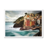 Riomaggiore with Whispy Water in Colour - Cinque Terre Collection Framed Print