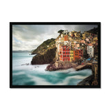 Riomaggiore with Whispy Water in Colour - Cinque Terre Collection Framed Print