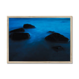 Moonlit Rocks and Swirly Water Framed Print