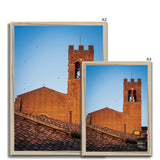 Church Tower Over Terracotta Rooftops - Tuscany Collection  Framed Print