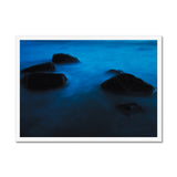 Moonlit Rocks and Swirly Water Framed Print